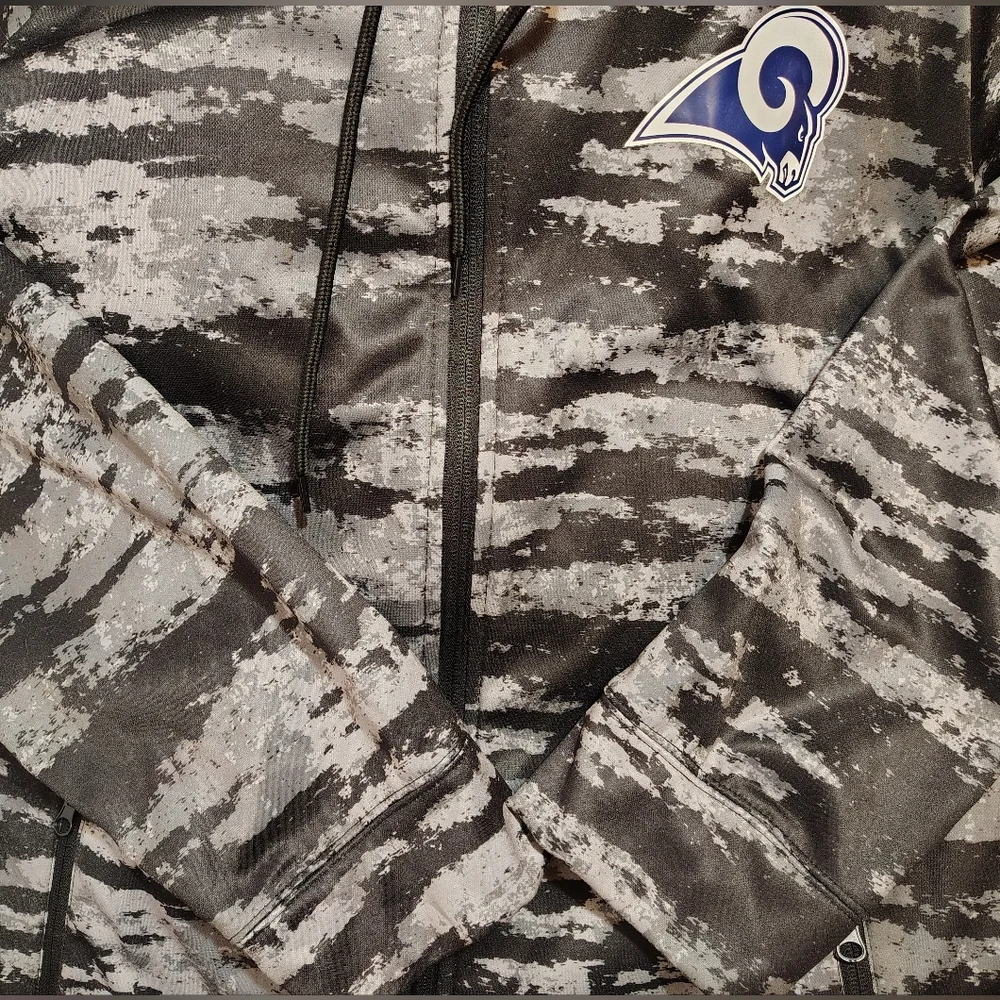 NFL Rams Hoodie, Men Zubaz Style: Gray/Black Camo, ZipUp, Logo, Hood, 2/3X - Picture 12 of 13